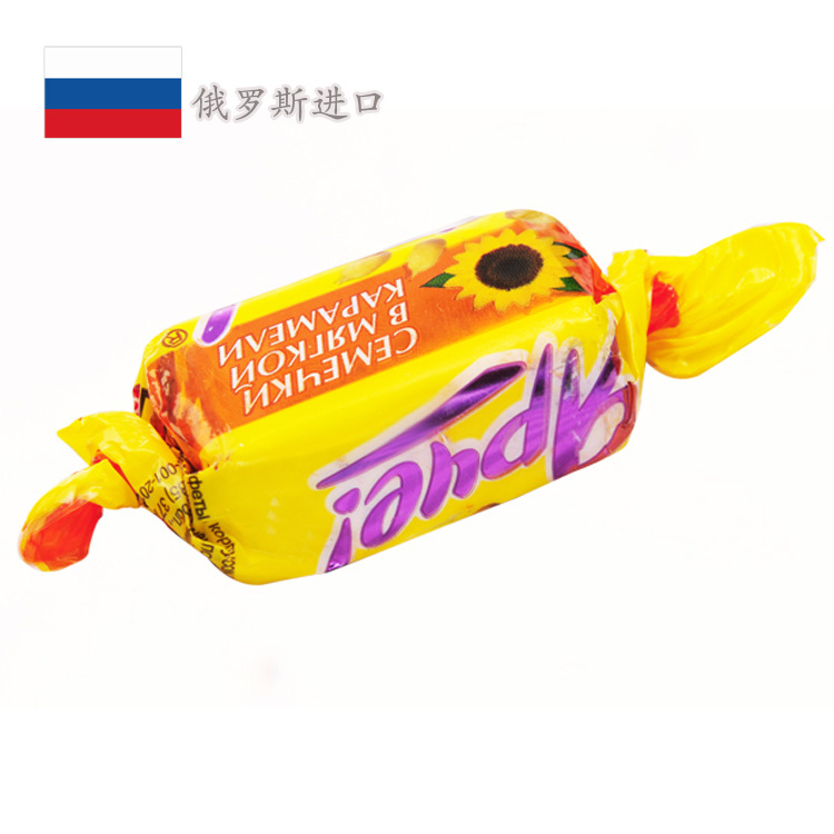 俄罗斯进口糖果香甜果仁酥夹心巧克力糖花生软糖批发